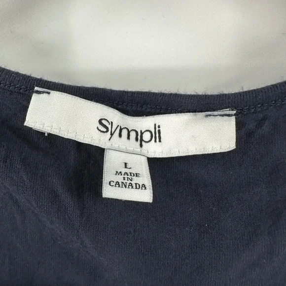 Sympli Womens Bamboo Knit V-Neck Dolman Sleeve Relaxed Top Navy Large Minimalist - Picture 4 of 9